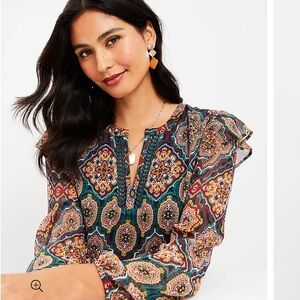 LOFT Split Neck Blouse